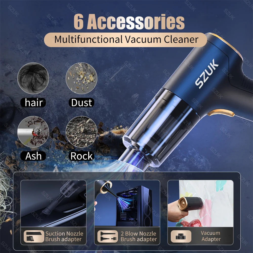 SZUK 98000PA Car Vacuum Cleaner Cordless Handheld Strong Suction Mini Portable Wireless
