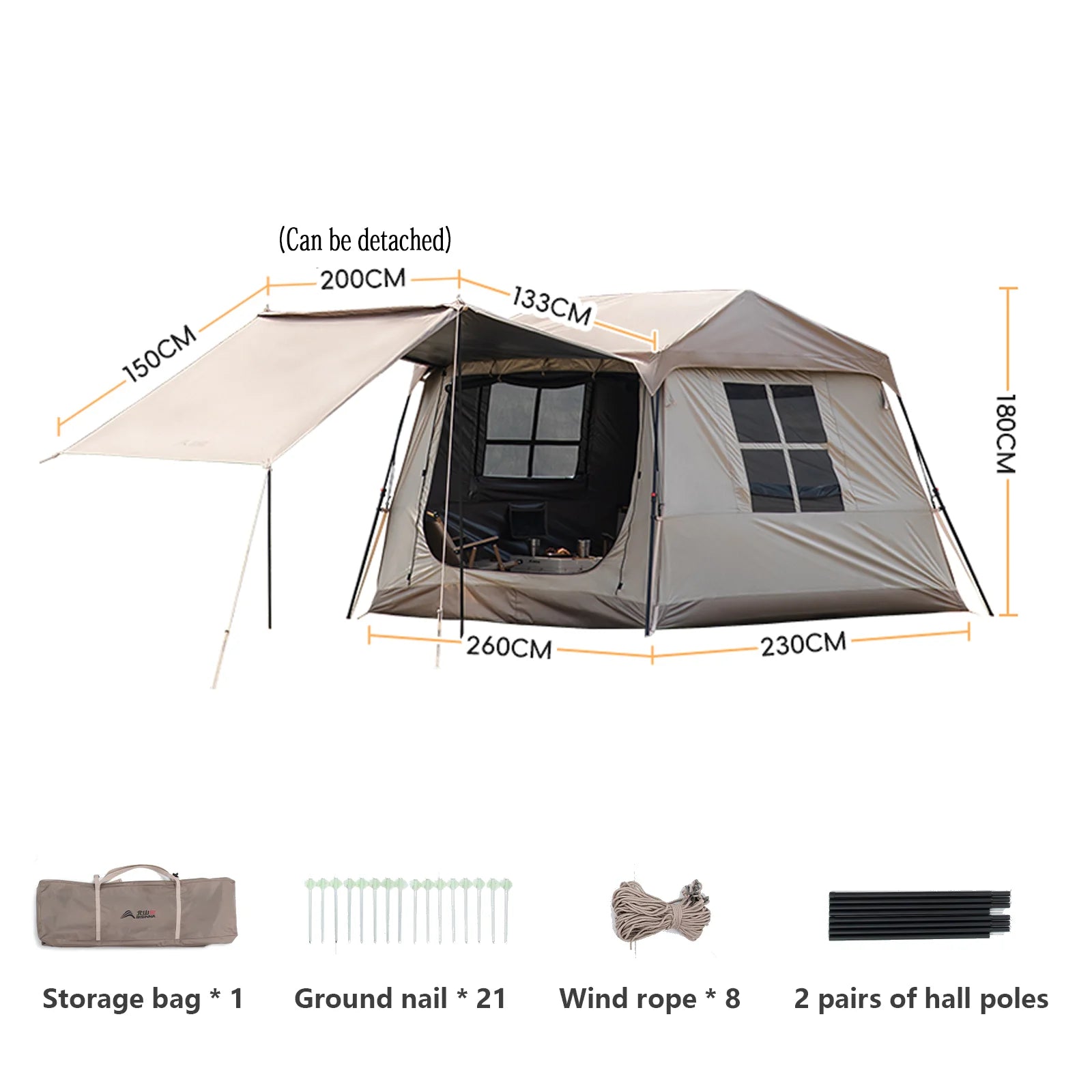 BISINNA One-Touch Automatic Ridge Tent with Titanium Glue – 3-4 Person Outdoor Family Camping TentOutdoor & Camping Gear