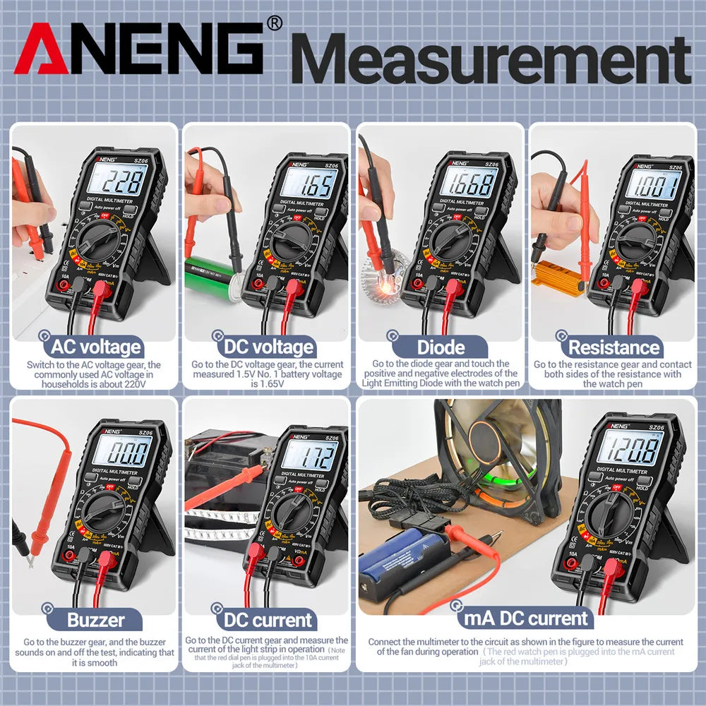 ANENG SZ06 Digital Multimeter 600V Auto Range Tester 2000 Counts for Car Home DIY Electricians