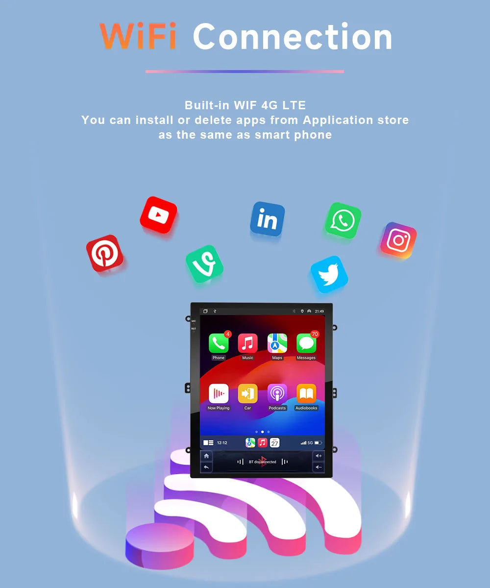 9.7" QLED Touchscreen Android 14 Car Stereo for Ford Ranger 2012-2015 | CarPlay, GPS Navigation, WiFi, Auto Radio Video Player