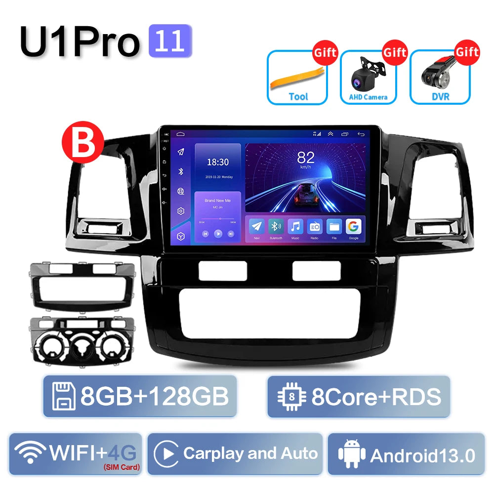 Android 13 2Din Car Stereo for Toyota Fortuner Hilux Revo Vigo 2007–2015 – GPS Navigation, CarPlay, Multimedia Video Player