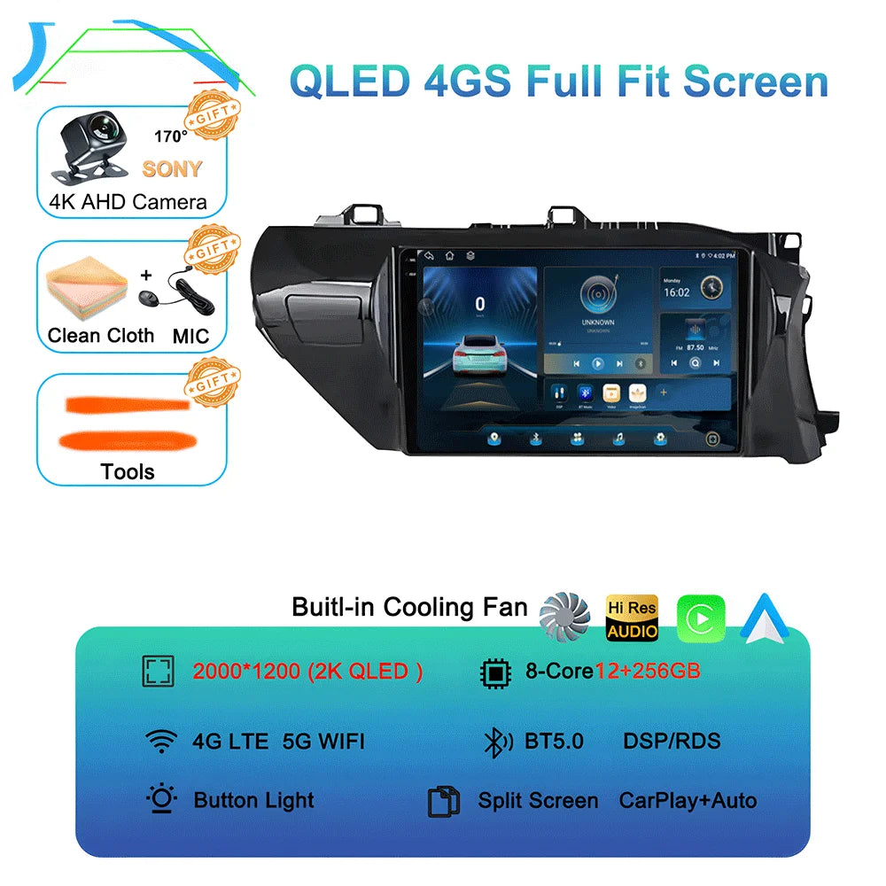 Android 15 Car Stereo GPS Multimedia Player for Toyota Hilux Revo/Vigo IMV (2016–2020) | Wireless CarPlay & Android AutoCar & Automotive Accessories