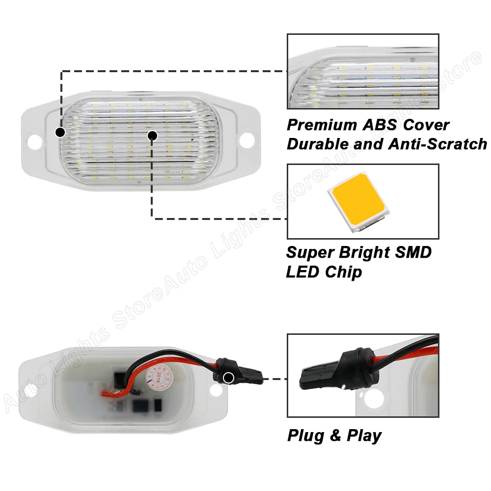 2PCS LED License Plate Lights for Toyota Land Cruiser FJ80 FJ Cruiser (XJ10, GSJ15) & Lexus LX450 1996–1998 – Super Bright Number Plate LampsCar & Automotive Accessories