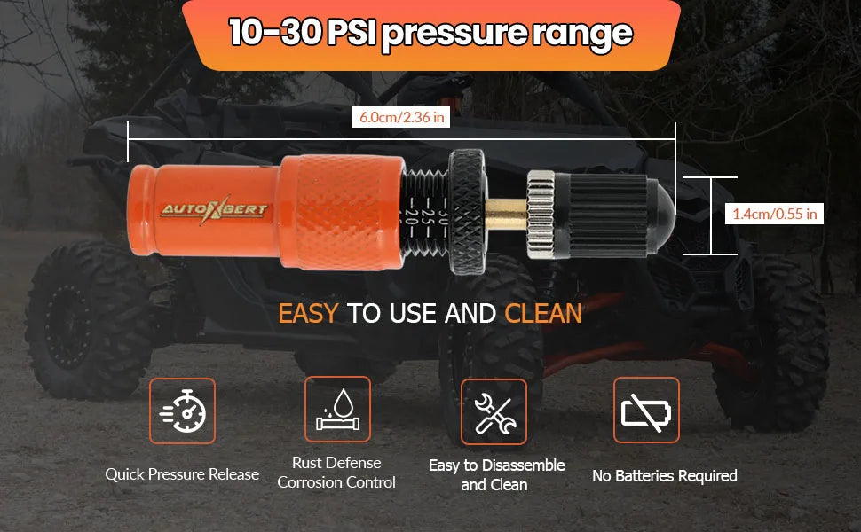 4PCS Adjustable Tyre Deflators 10-30 PSI Air Down Tool 4WD 4x4 Offroad Accessories