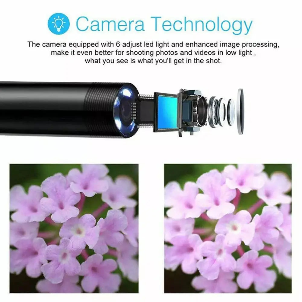 2-in-1 Endoscope Camera Micro USB Type C 7mm Lens Waterproof Inspection Borescope for Android PC Car Sewer