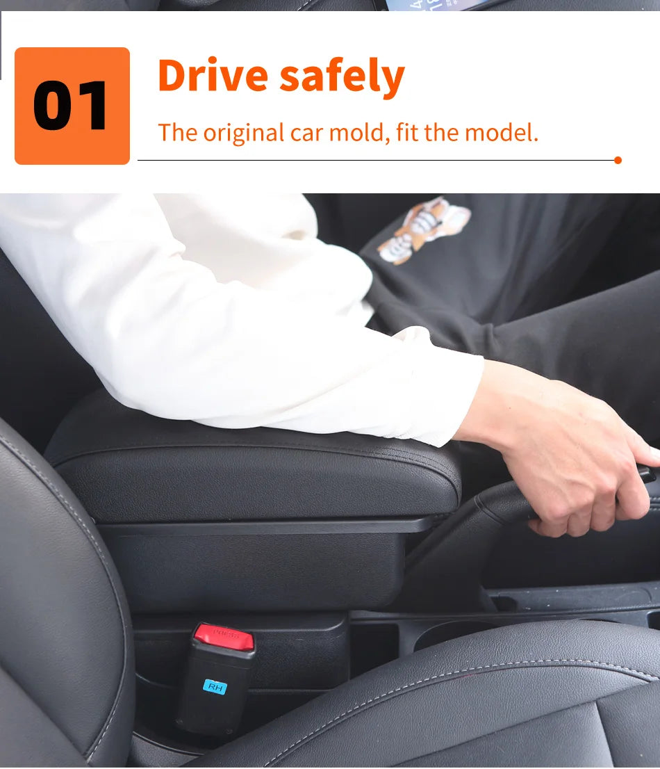 Armrest Box for Renault Clio 3 4 Captur – Car Center Console Storage Box with USB, Cup Holder – Interior Retrofit Accessory