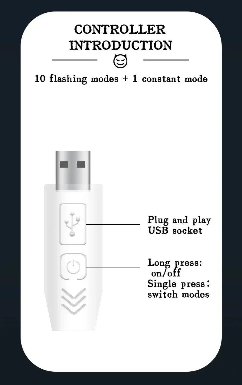 Devil’s Eyes LED Matrix Strobe Signal Lights – USB Plug-in Warning & Decoration for Car Windshields