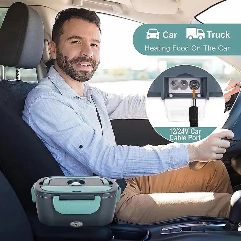 1.5L Electric Lunch Box Food Warmer 60W Portable Food Heater for Car Home Office