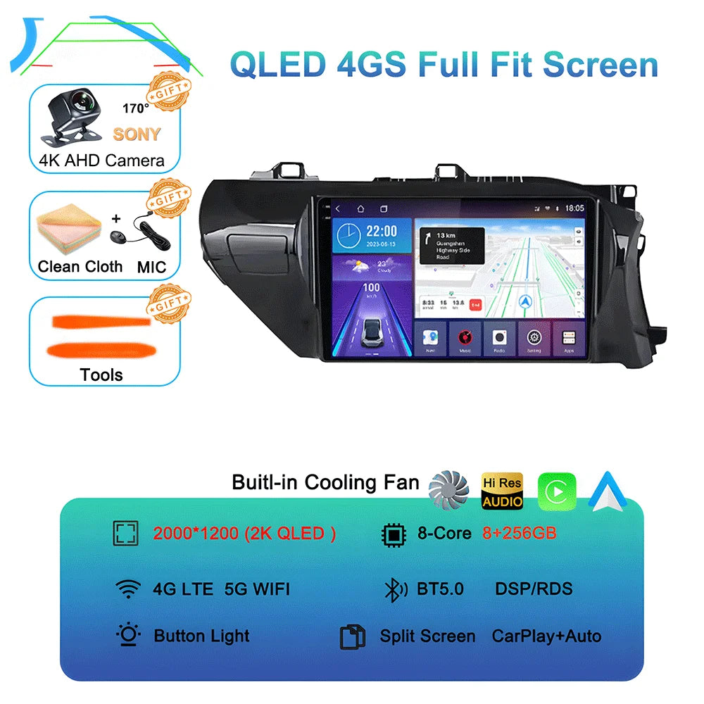 Android 15 Car Stereo GPS Multimedia Player for Toyota Hilux Revo/Vigo IMV (2016–2020) | Wireless CarPlay & Android AutoCar & Automotive Accessories