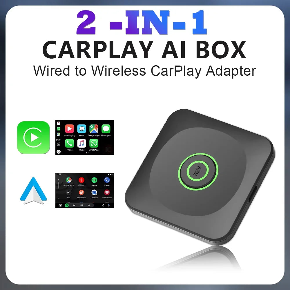 3-in-1 Wireless CarPlay & Android Auto Adapter – Plug & Play, Converts Wired to Wireless for 99% OEM Cars