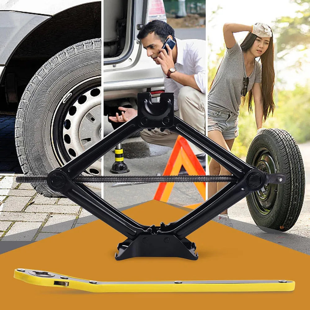 2T 3T Car Scissor Jack Lift Repair Tool Tire Replacement Kit w/ Wrench for SUV Sedan