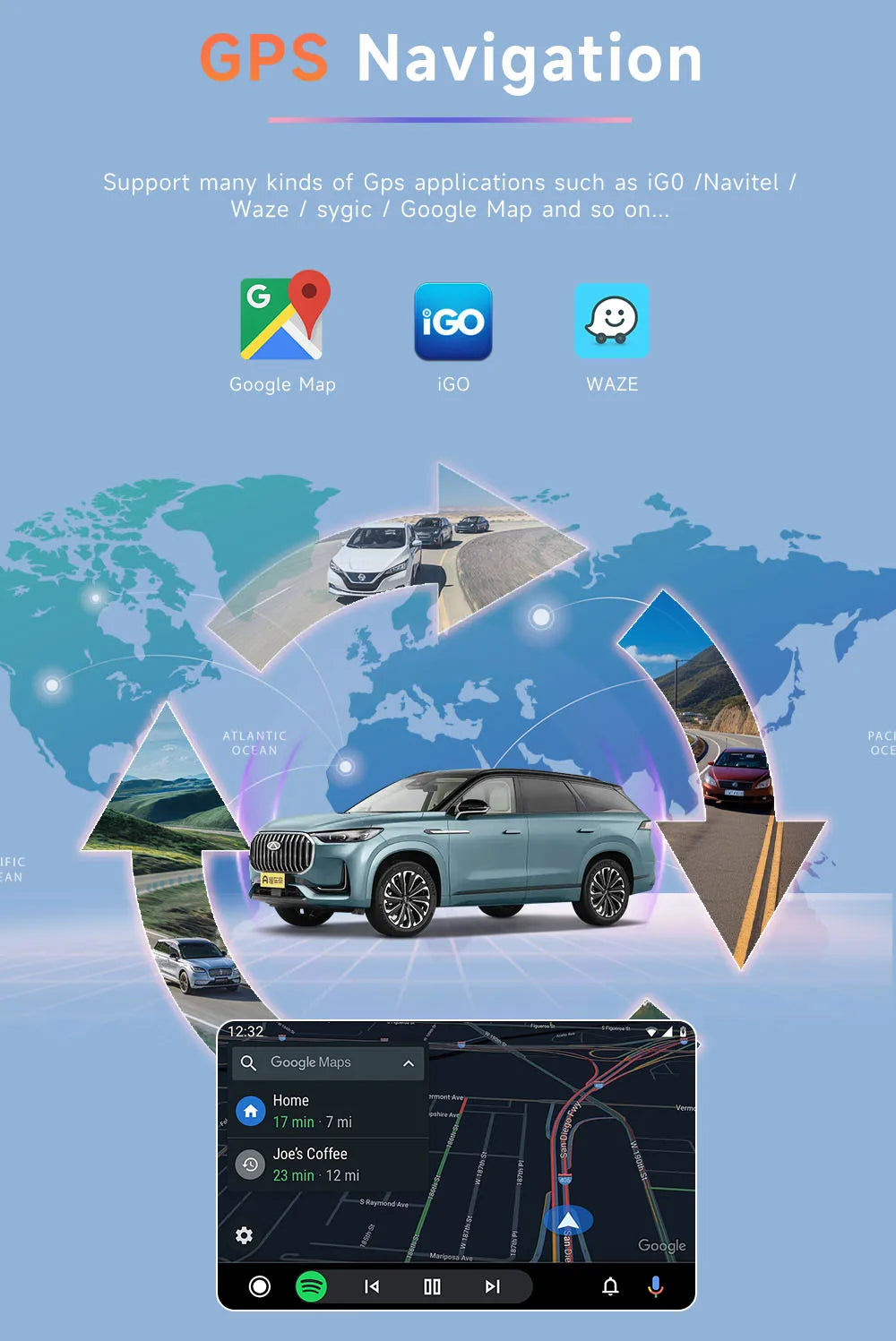 9.7" QLED Touchscreen Android 14 Car Stereo for Ford Ranger 2012-2015 | CarPlay, GPS Navigation, WiFi, Auto Radio Video Player