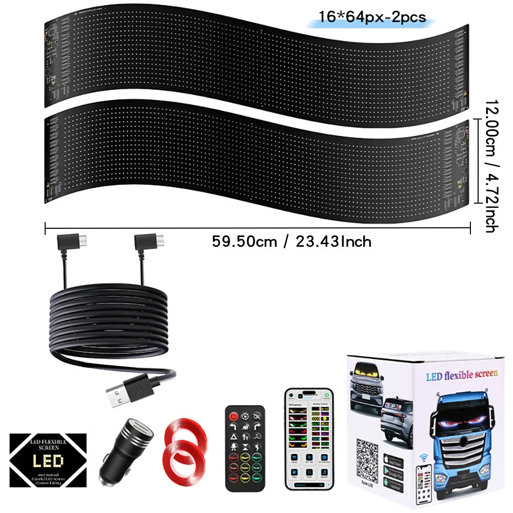 Multi-Panel Sync LED Eyes Display 96x16 | 23.4"x4.73" USB 5V Programmable Scrolling Text & Animation Sign