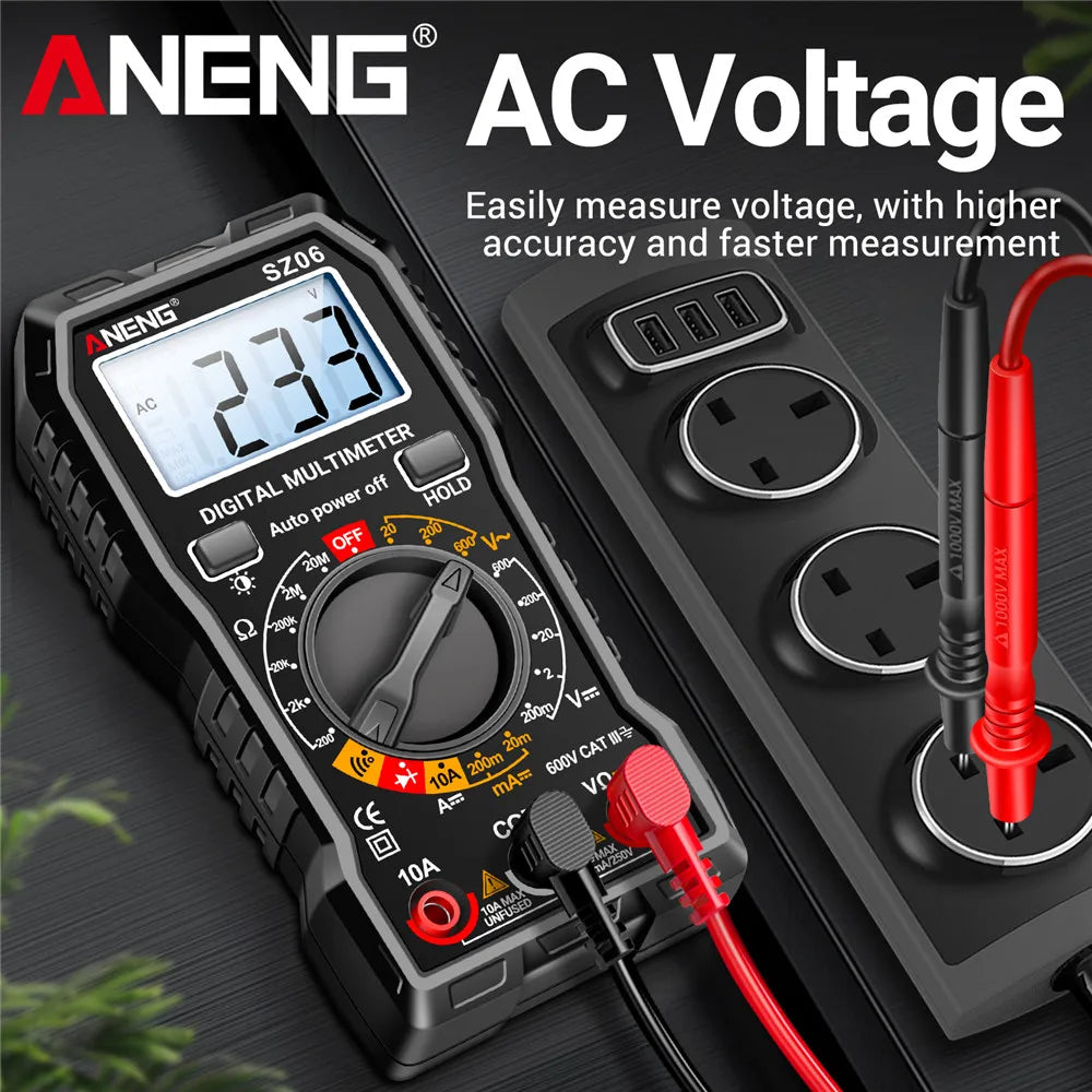 ANENG SZ06 Digital Multimeter 600V Auto Range Tester 2000 Counts for Car Home DIY Electricians