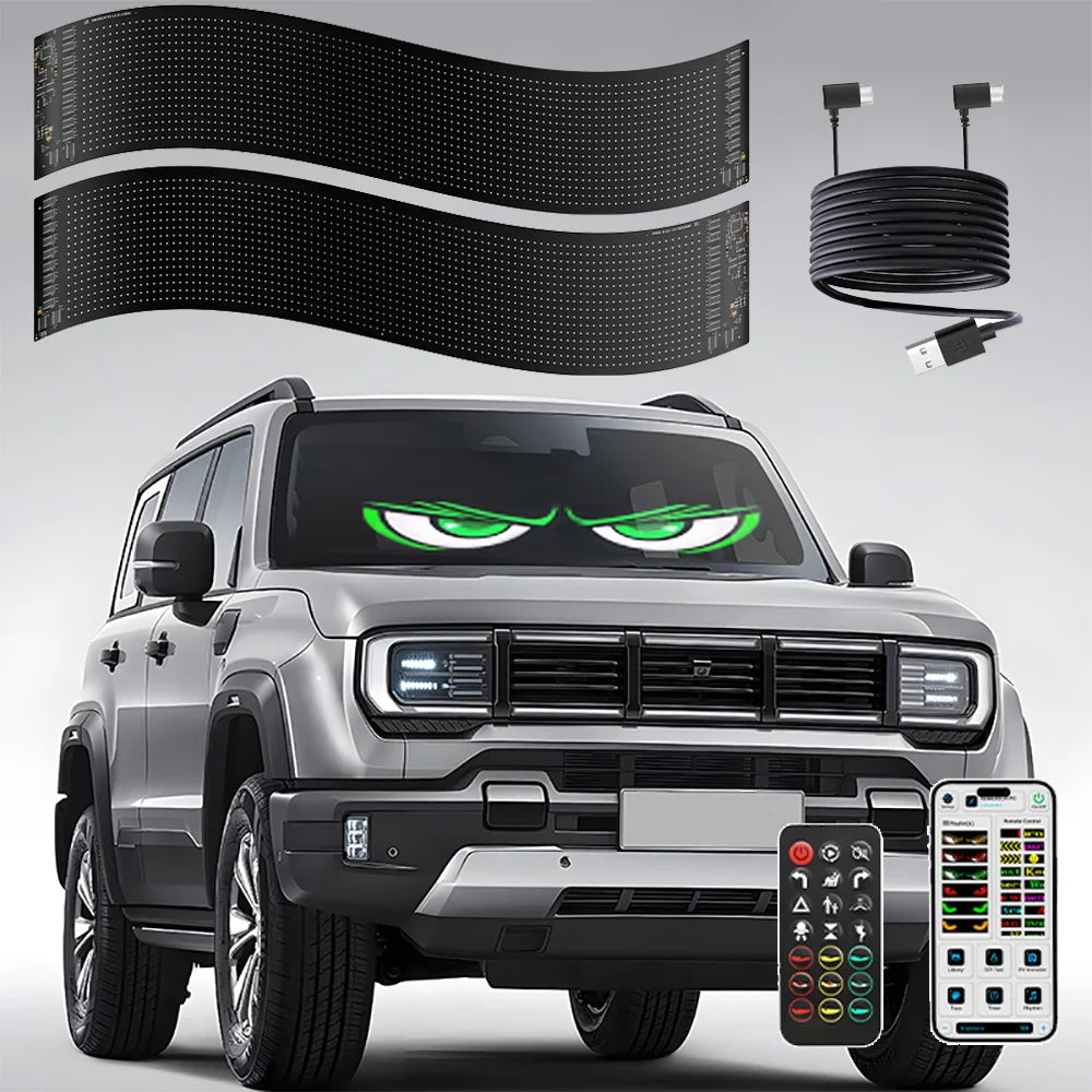 Multi-Panel Sync LED Eyes Display 96x16 | 23.4"x4.73" USB 5V Programmable Scrolling Text & Animation Sign