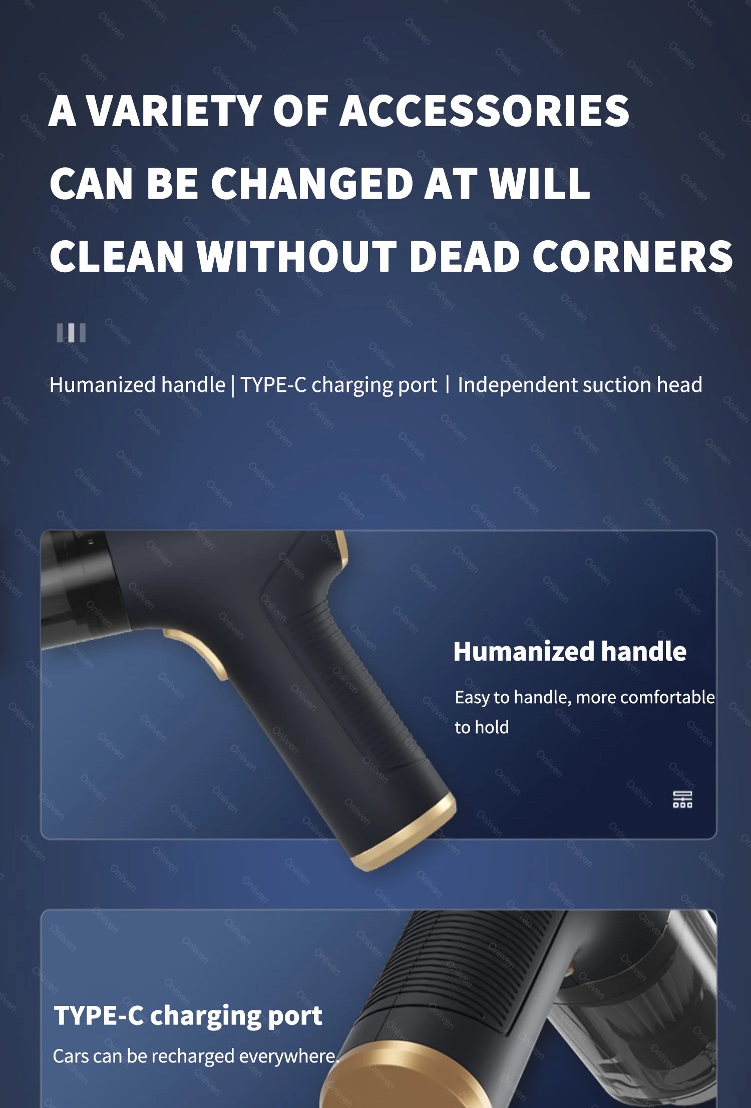 SZUK 98000PA Car Vacuum Cleaner Cordless Handheld Strong Suction Mini Portable Wireless