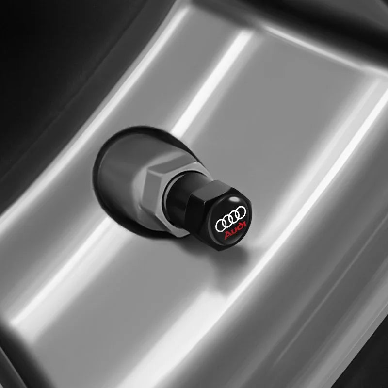 4Pcs Audi Tire Valve Stem Caps – Bolt-In Wheel Air Dust Covers for S-Line A1 A3 A4 A5 A6 A7 A8 Q3 Q5 Q7 TT RS Quattro Models