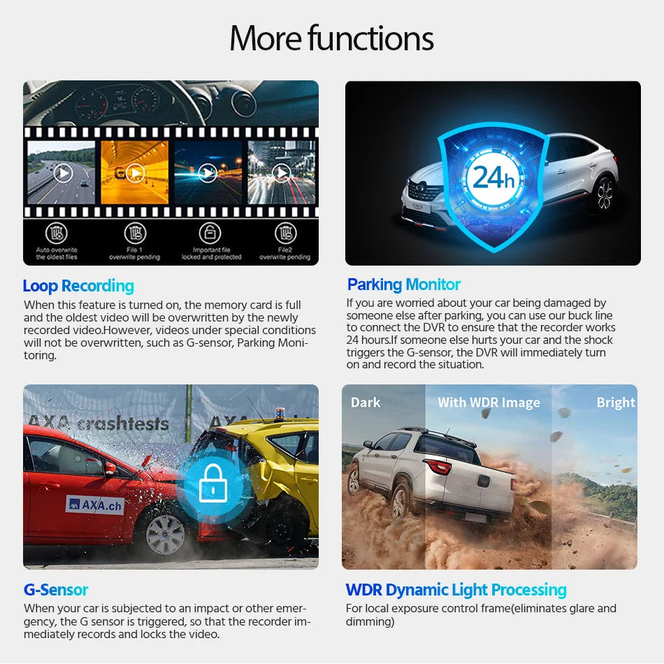 4K UHD Dash Cam Car DVR Camera WiFi GPS Night Vision Video Recorder 24H Parking