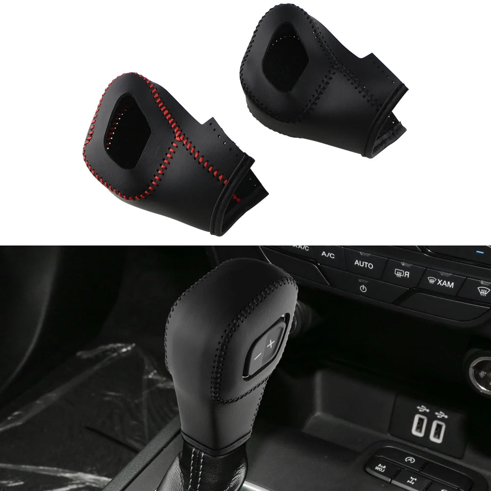 Premium Leather Gear Shift Knob Cover for Ford Everest & Ranger 2020-2022 LHD – Durable Car Accessories