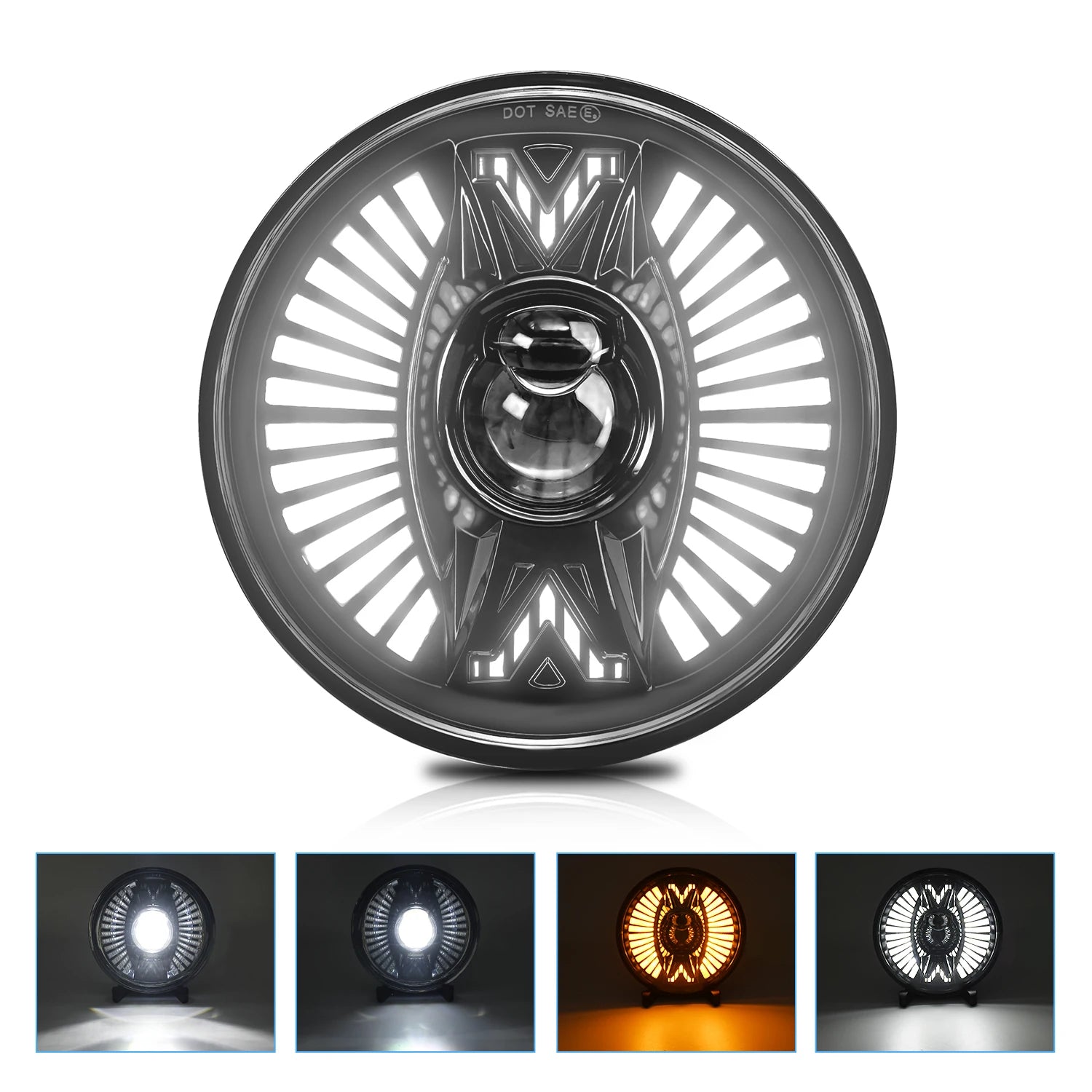 7 Inch LED Headlights 240W Projector DRL Hi/Lo Beam H4 for Jeep Wrangler JK Harley