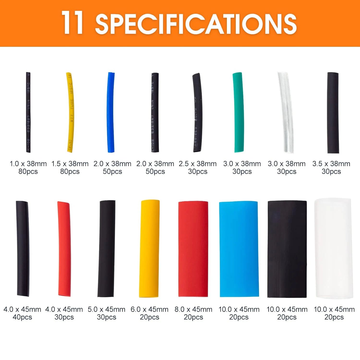 580/560-Pc Heat Shrink Tubing Kit – EVA Material, 6 Colors & 11 Sizes – Perfect for Electrical Insulation & Wire Repairs