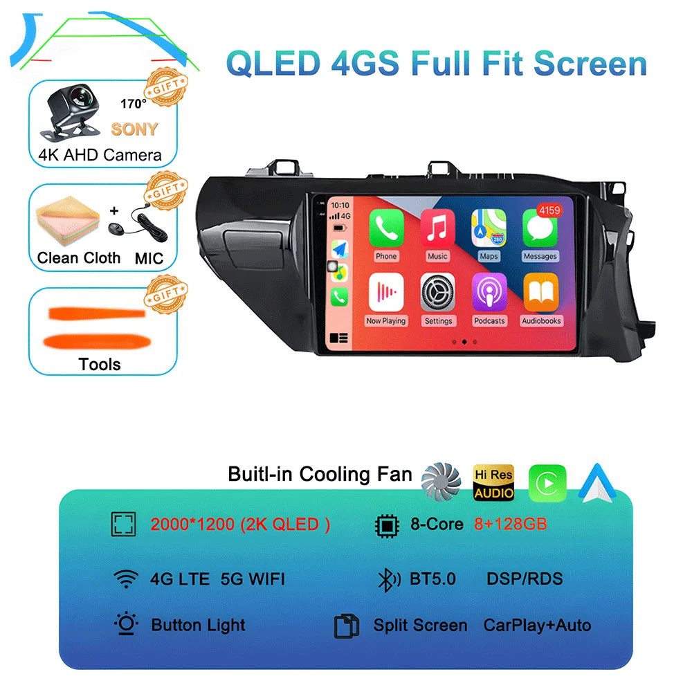 Android 15 Car Stereo GPS Multimedia Player for Toyota Hilux Revo/Vigo IMV (2016–2020) | Wireless CarPlay & Android AutoCar & Automotive Accessories