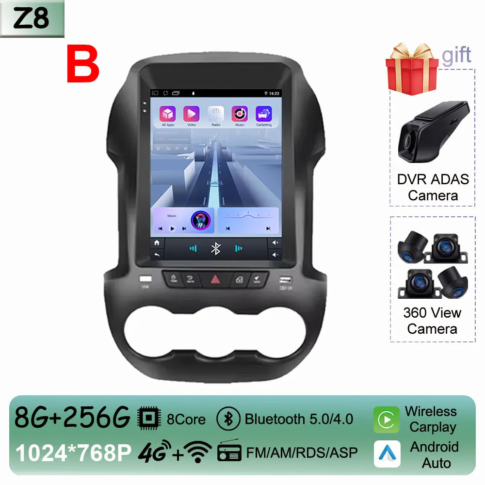 9.7" QLED Touchscreen Android 14 Car Stereo for Ford Ranger 2012-2015 | CarPlay, GPS Navigation, WiFi, Auto Radio Video Player