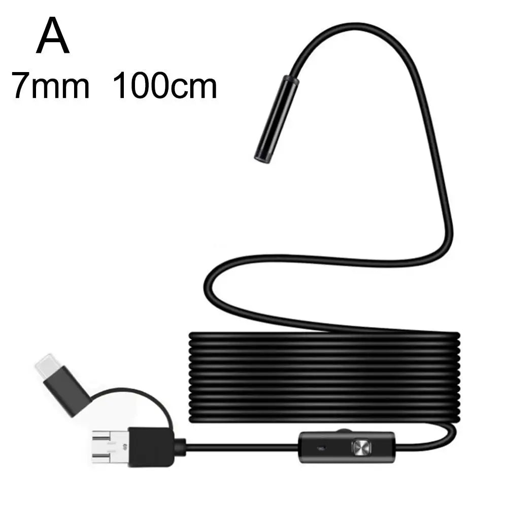2-in-1 Endoscope Camera Micro USB Type C 7mm Lens Waterproof Inspection Borescope for Android PC Car Sewer