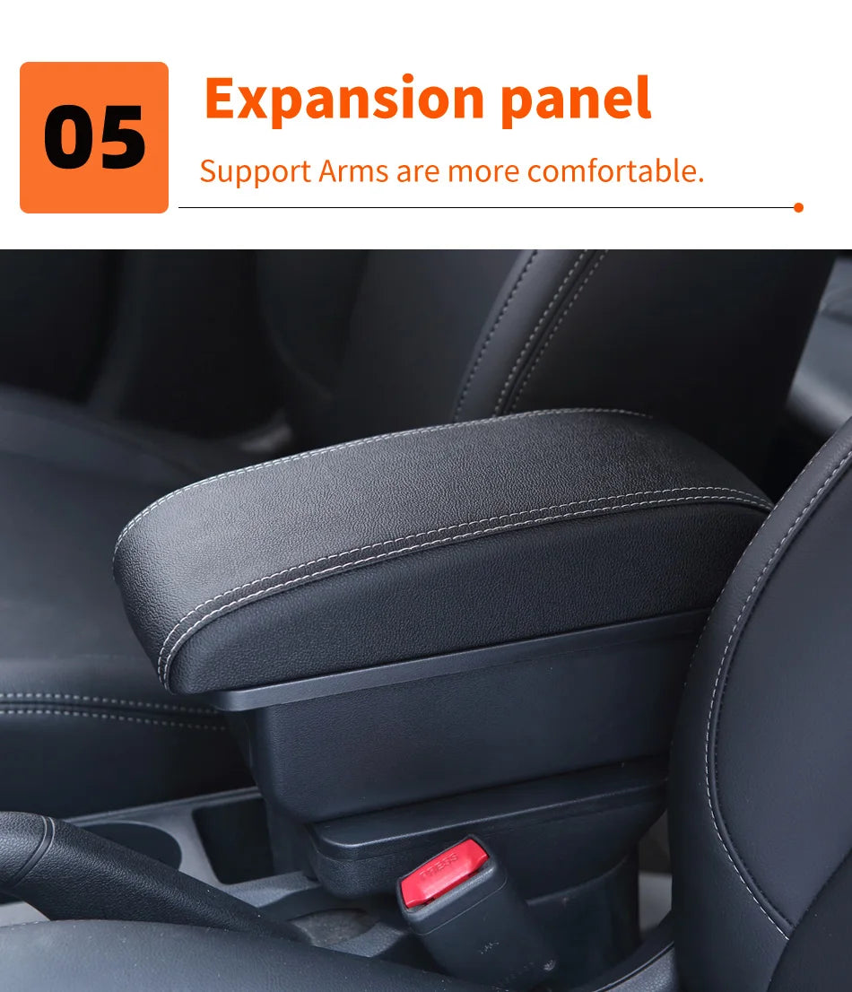 Armrest Box for Renault Clio 3 4 Captur – Car Center Console Storage Box with USB, Cup Holder – Interior Retrofit Accessory