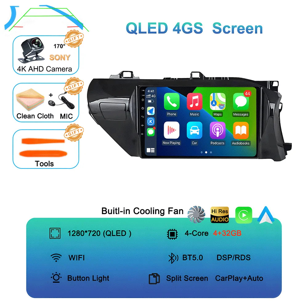 Android 15 Car Stereo GPS Multimedia Player for Toyota Hilux Revo/Vigo IMV (2016–2020) | Wireless CarPlay & Android AutoCar & Automotive Accessories