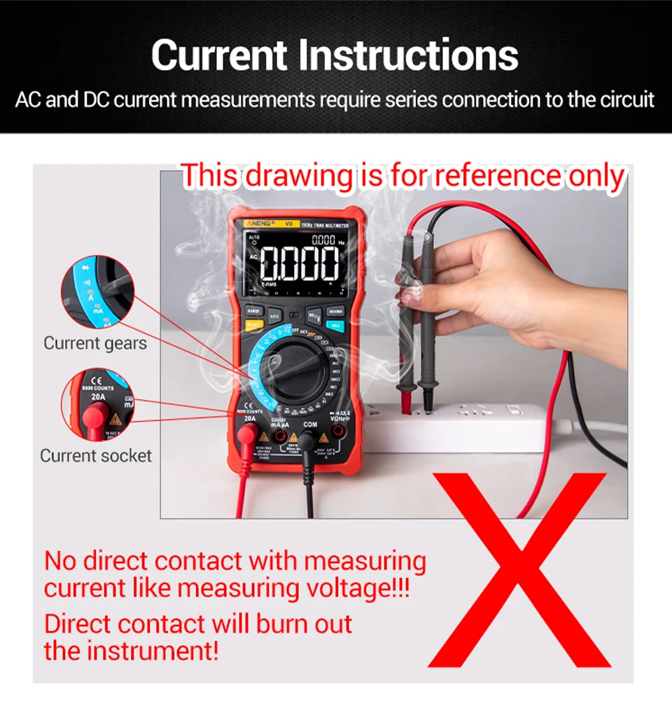 ANENG SZ06 Digital Multimeter 600V Auto Range Tester 2000 Counts for Car Home DIY Electricians