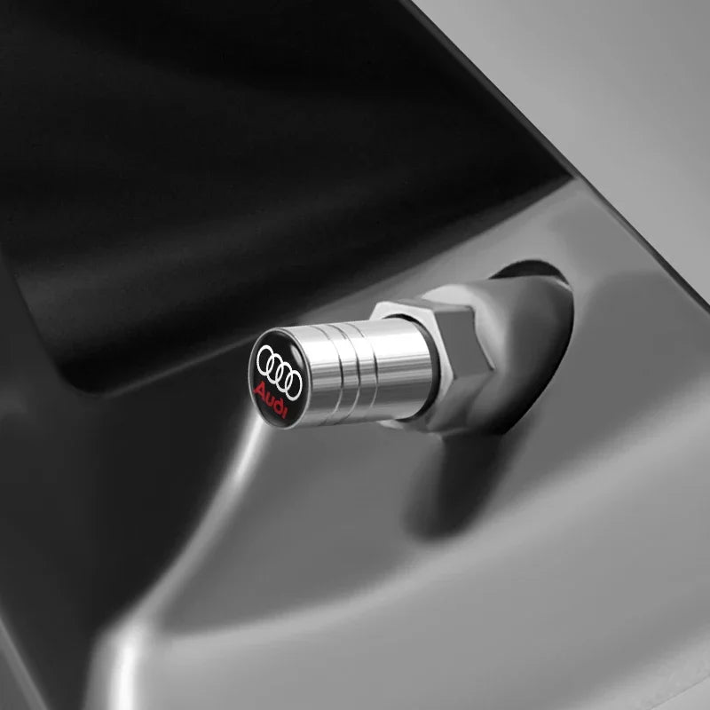 4Pcs Audi Tire Valve Stem Caps – Bolt-In Wheel Air Dust Covers for S-Line A1 A3 A4 A5 A6 A7 A8 Q3 Q5 Q7 TT RS Quattro Models