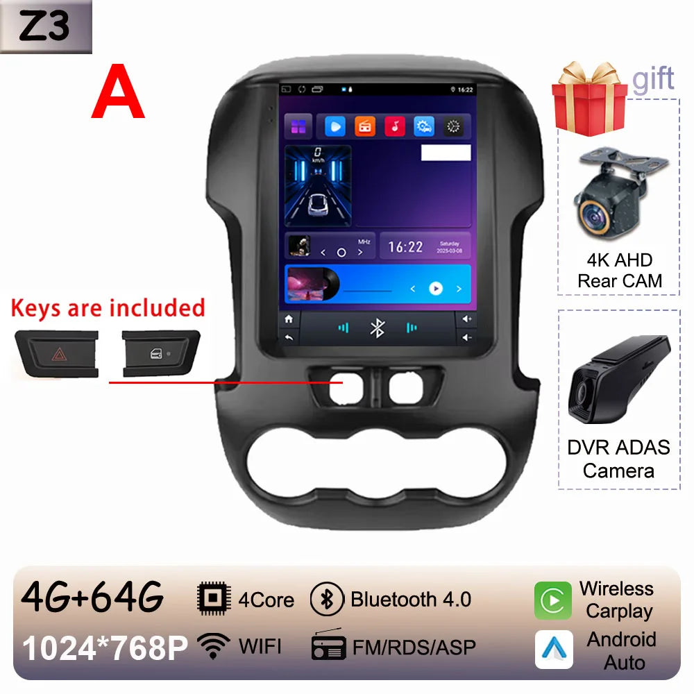 9.7" QLED Touchscreen Android 14 Car Stereo for Ford Ranger 2012-2015 | CarPlay, GPS Navigation, WiFi, Auto Radio Video Player