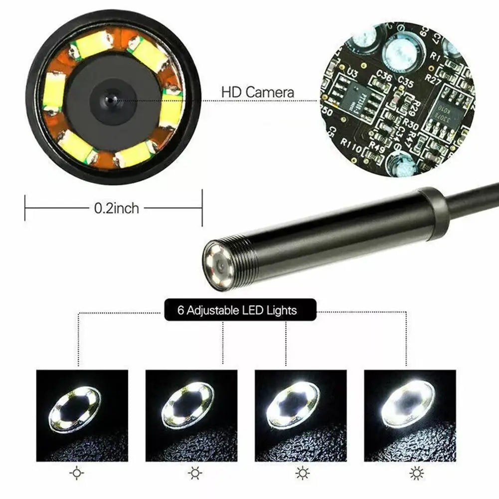 2-in-1 Endoscope Camera Micro USB Type C 7mm Lens Waterproof Inspection Borescope for Android PC Car Sewer