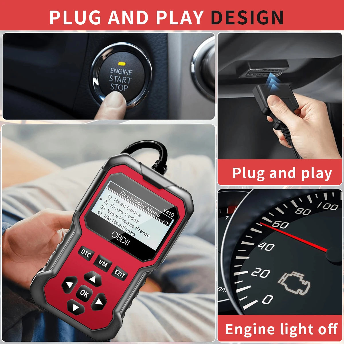 OBD2 Car Code Reader & Engine Diagnostic Scanner – Compatible with All OBDII Vehicles 1996+
