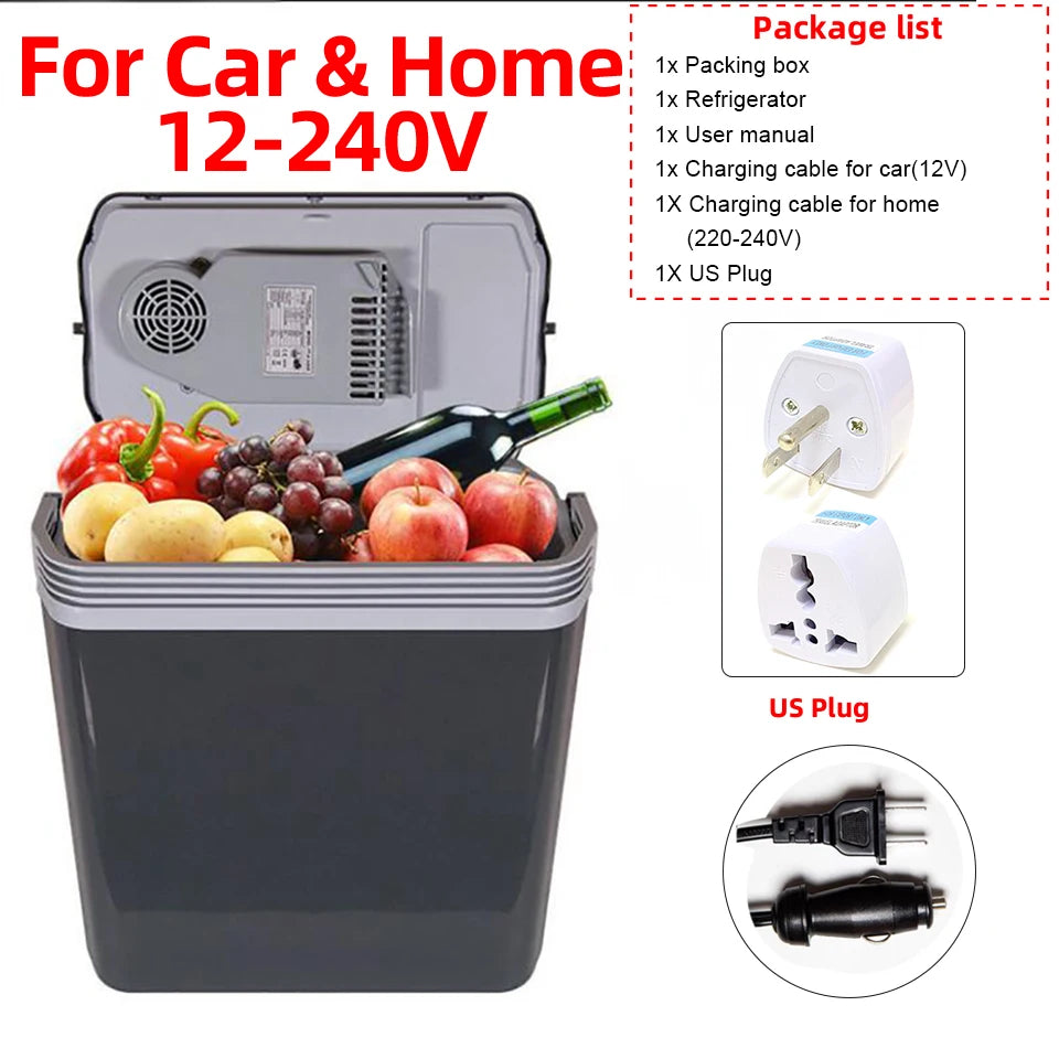 25L Car Refrigerator Cooler Warmer 12V 220V Mini Fridge for Truck RV Camping Travel