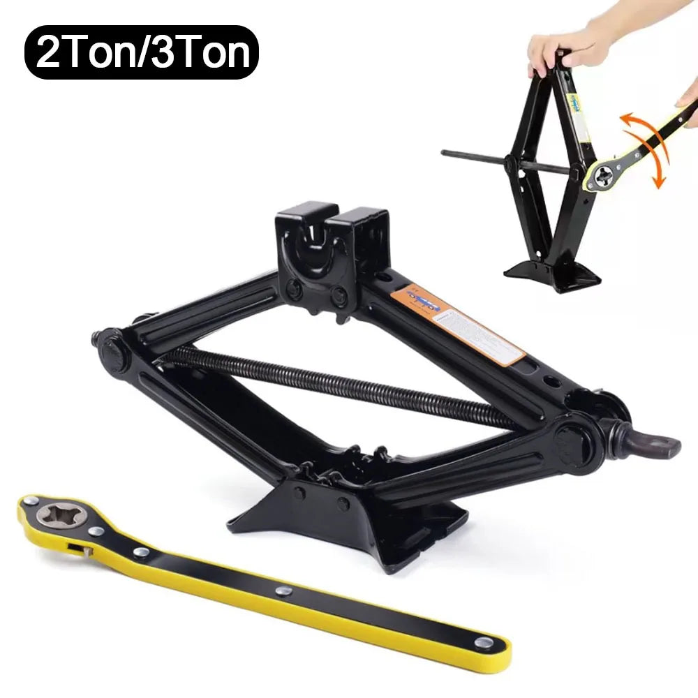 2T 3T Car Scissor Jack Lift Repair Tool Tire Replacement Kit w/ Wrench for SUV Sedan