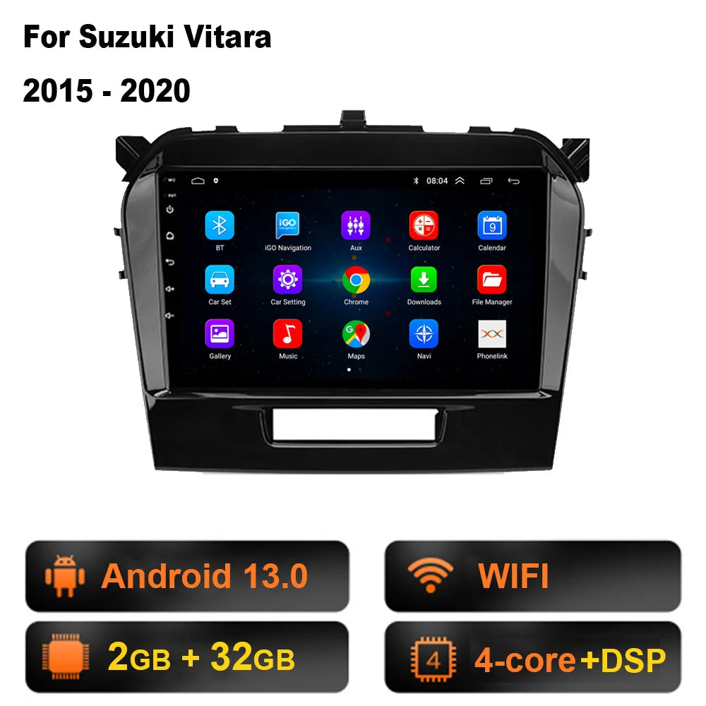 Android 16" Car Radio Multimedia GPS Navigation Player for Suzuki Vitara 2015–2020 | WiFi, Bluetooth, CarPlay, Touchscreen Autoradio