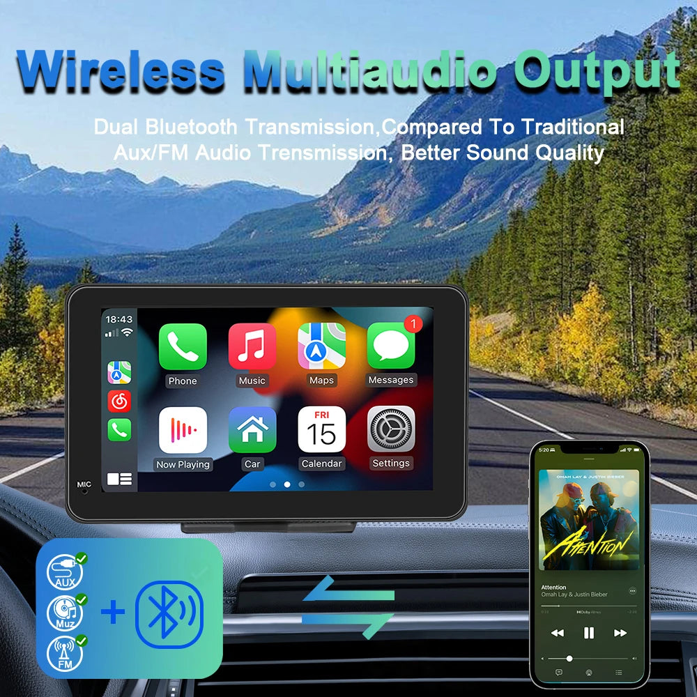 7" Touch Screen Car Stereo CarPlay Android Auto GPS Navi WiFi Radio MP5 Player