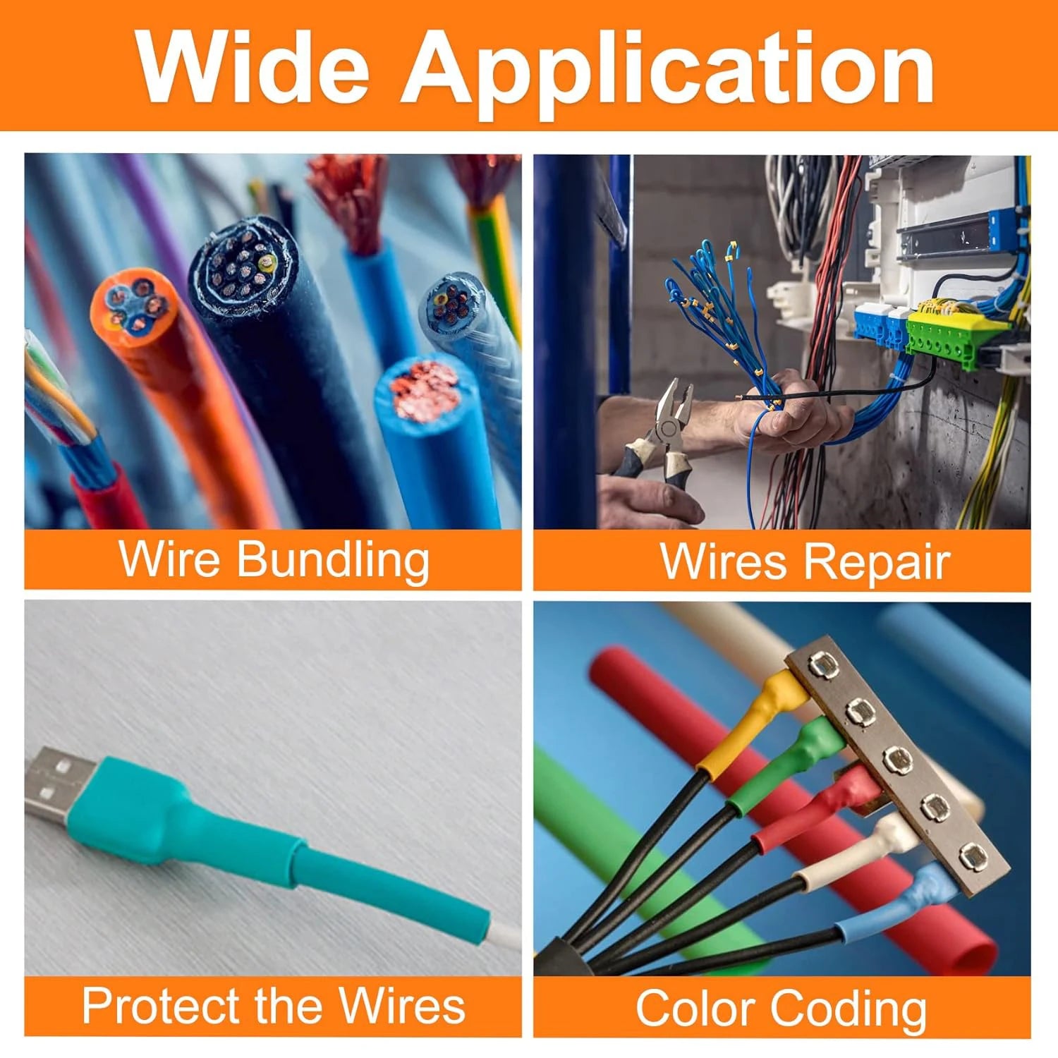 580/560-Pc Heat Shrink Tubing Kit – EVA Material, 6 Colors & 11 Sizes – Perfect for Electrical Insulation & Wire Repairs