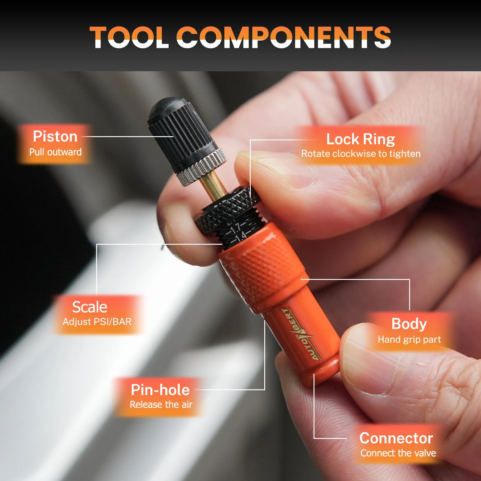 4PCS Adjustable Tyre Deflators 10-30 PSI Air Down Tool 4WD 4x4 Offroad Accessories