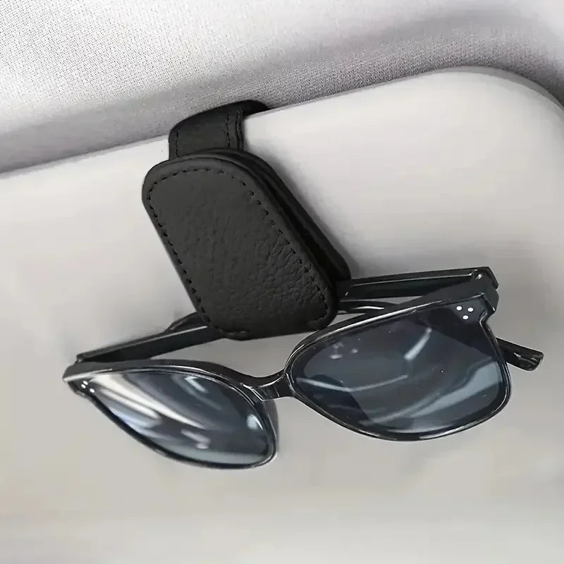 Magnetic Leather Car Sunglasses Holder Clip Sun Visor Organizer with Ticket Storage Eye-catching Glasses Case
