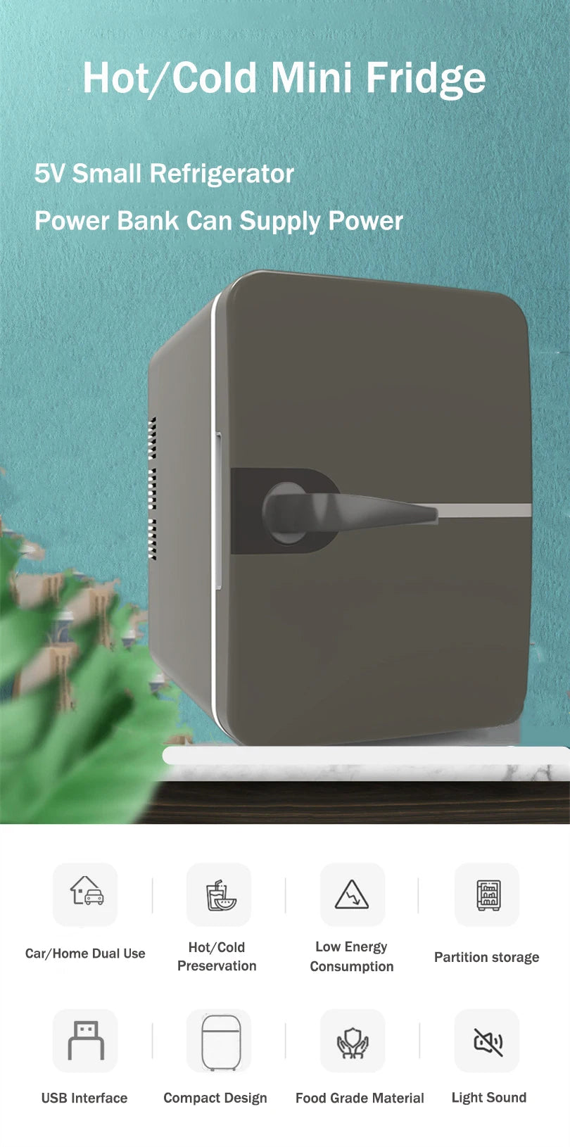 TAVALER 6L Mini Car Refrigerator USB Cooler & Warmer Portable Skin Care Fridge Home Use