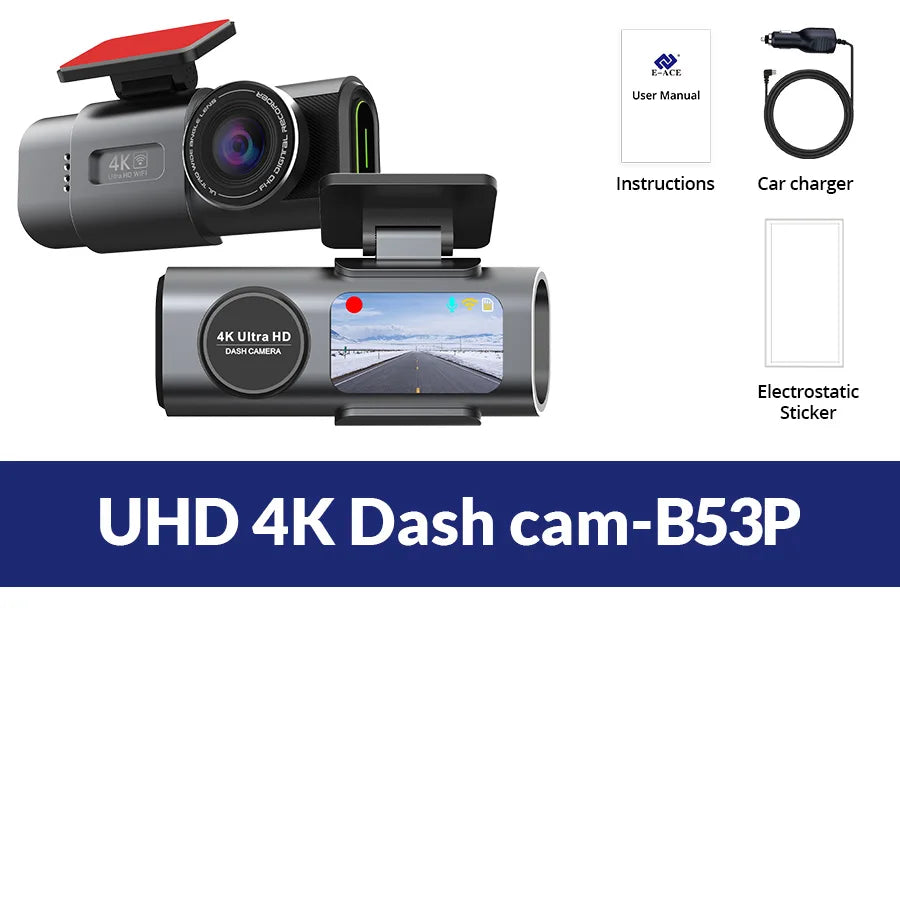 4K UHD Dash Cam Car DVR Camera WiFi GPS Night Vision Video Recorder 24H Parking