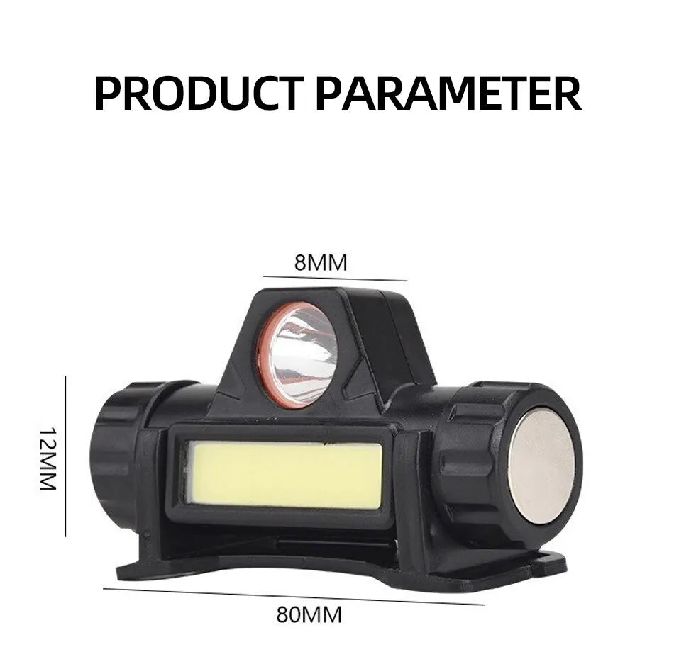 Super Bright Rechargeable COB LED Headlamp – Magnetic USB, Waterproof, Long Battery Life for Camping, Hiking & Fishing