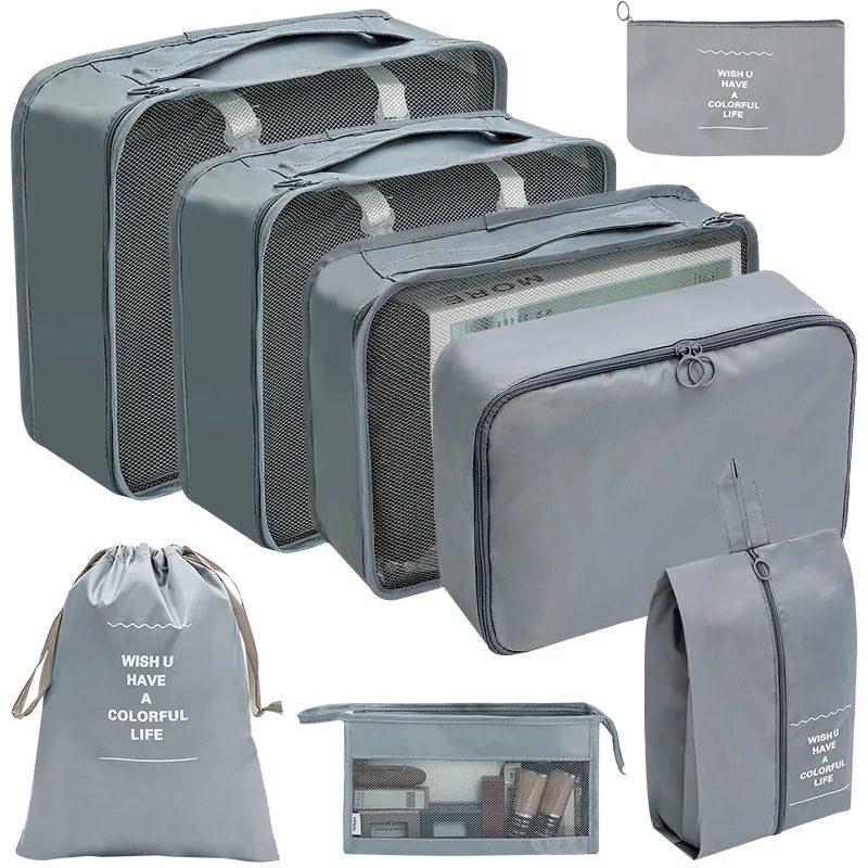Travel Organizer Storage Bags – 7/8/9/10 Pc Packing Cubes Set for Suitcase Luggage