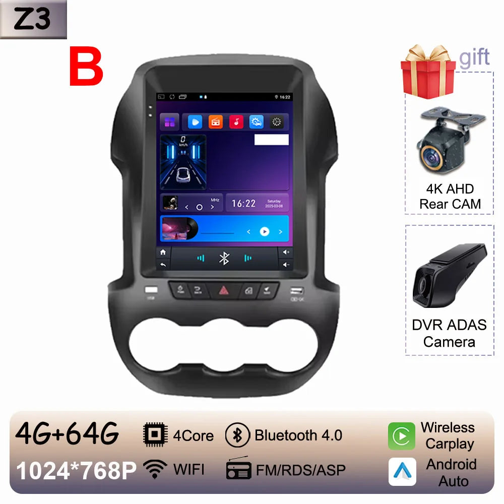 9.7" QLED Touchscreen Android 14 Car Stereo for Ford Ranger 2012-2015 | CarPlay, GPS Navigation, WiFi, Auto Radio Video Player