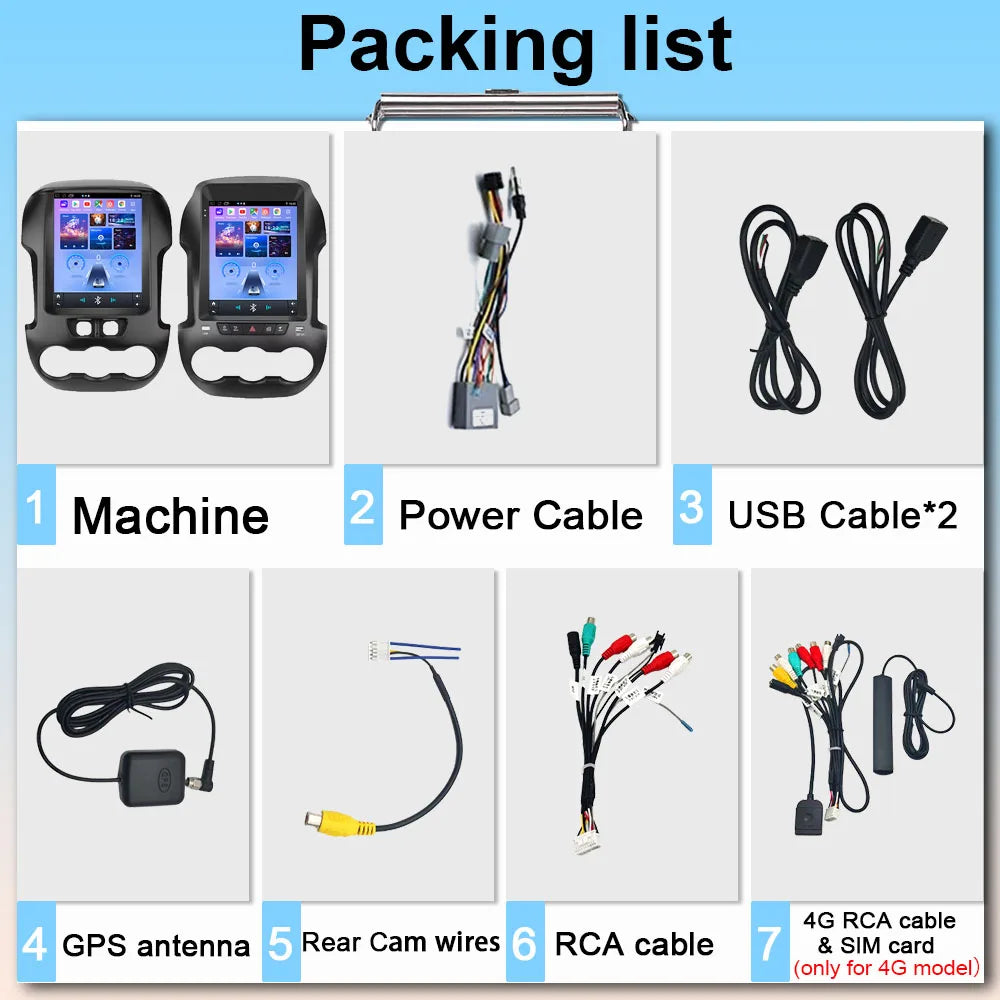 9.7" QLED Touchscreen Android 14 Car Stereo for Ford Ranger 2012-2015 | CarPlay, GPS Navigation, WiFi, Auto Radio Video Player