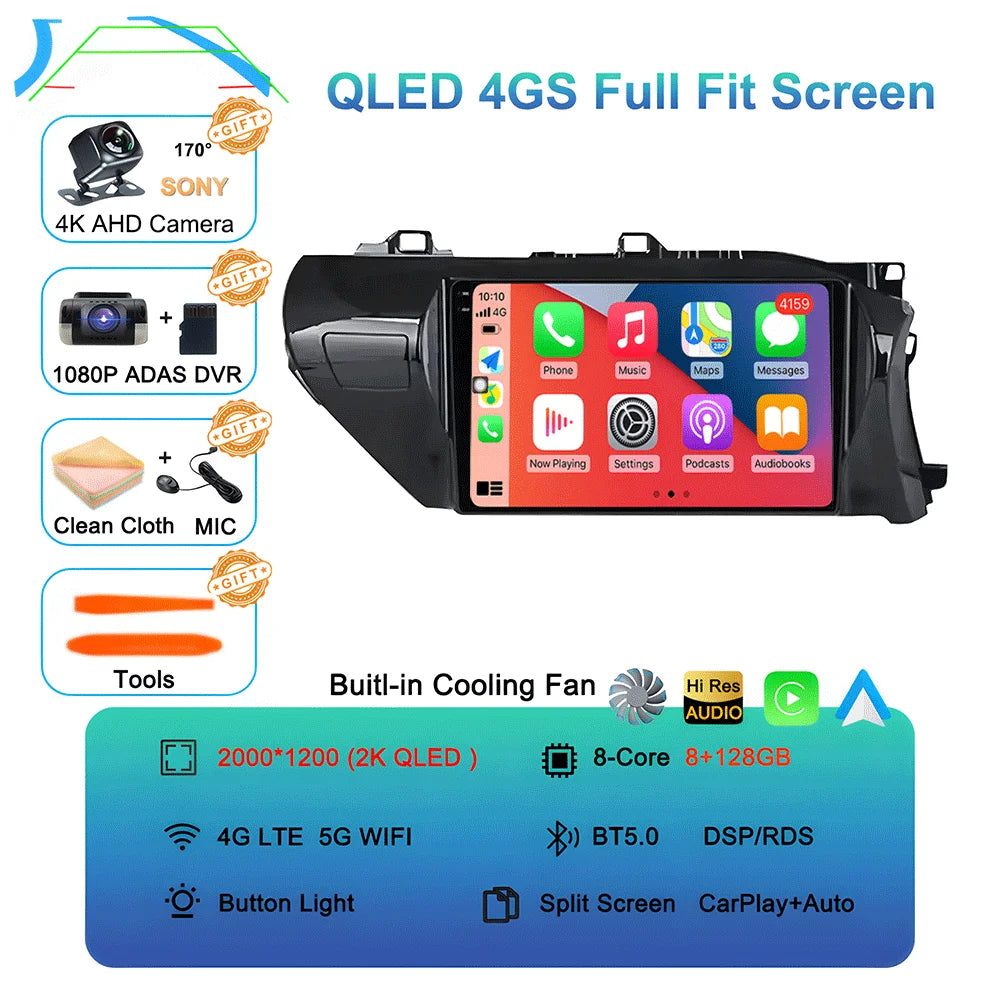 Android 15 Car Stereo GPS Multimedia Player for Toyota Hilux Revo/Vigo IMV (2016–2020) | Wireless CarPlay & Android AutoCar & Automotive Accessories