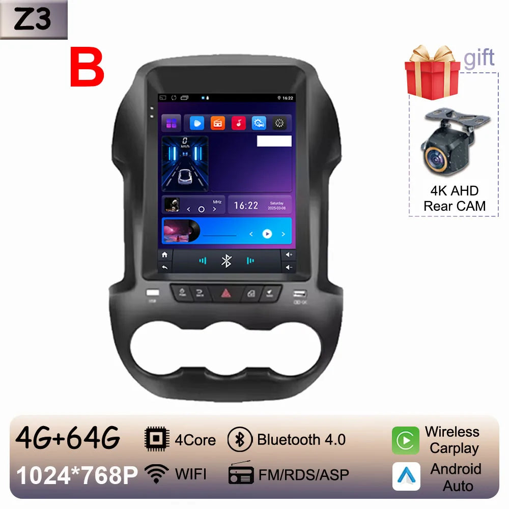 9.7" QLED Touchscreen Android 14 Car Stereo for Ford Ranger 2012-2015 | CarPlay, GPS Navigation, WiFi, Auto Radio Video Player